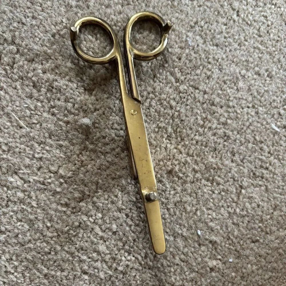 Vintage 6” Brass Footed Candle Wick Trimmer Snuffer Scissors - Picture 5 of 5
